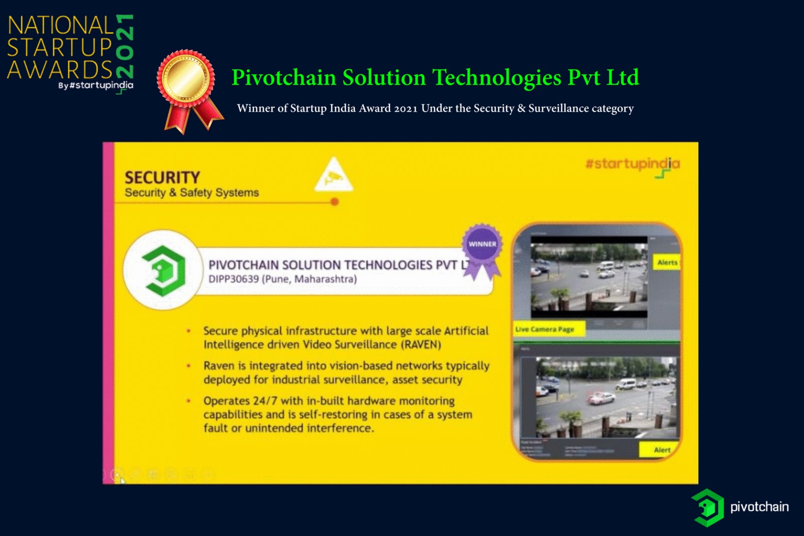 National Startup Awards 2021 — Pivotchain Solution Technologies, winner in the Security & Surveillance category